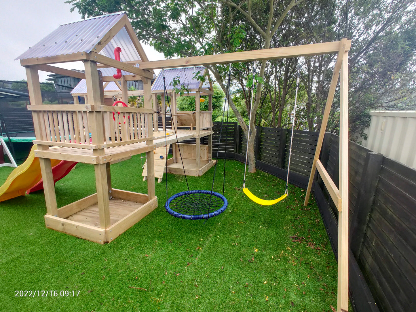 Triple Tower Playground (#11) - 3 x towers, with slides, monkey bars, bridges, swings and more