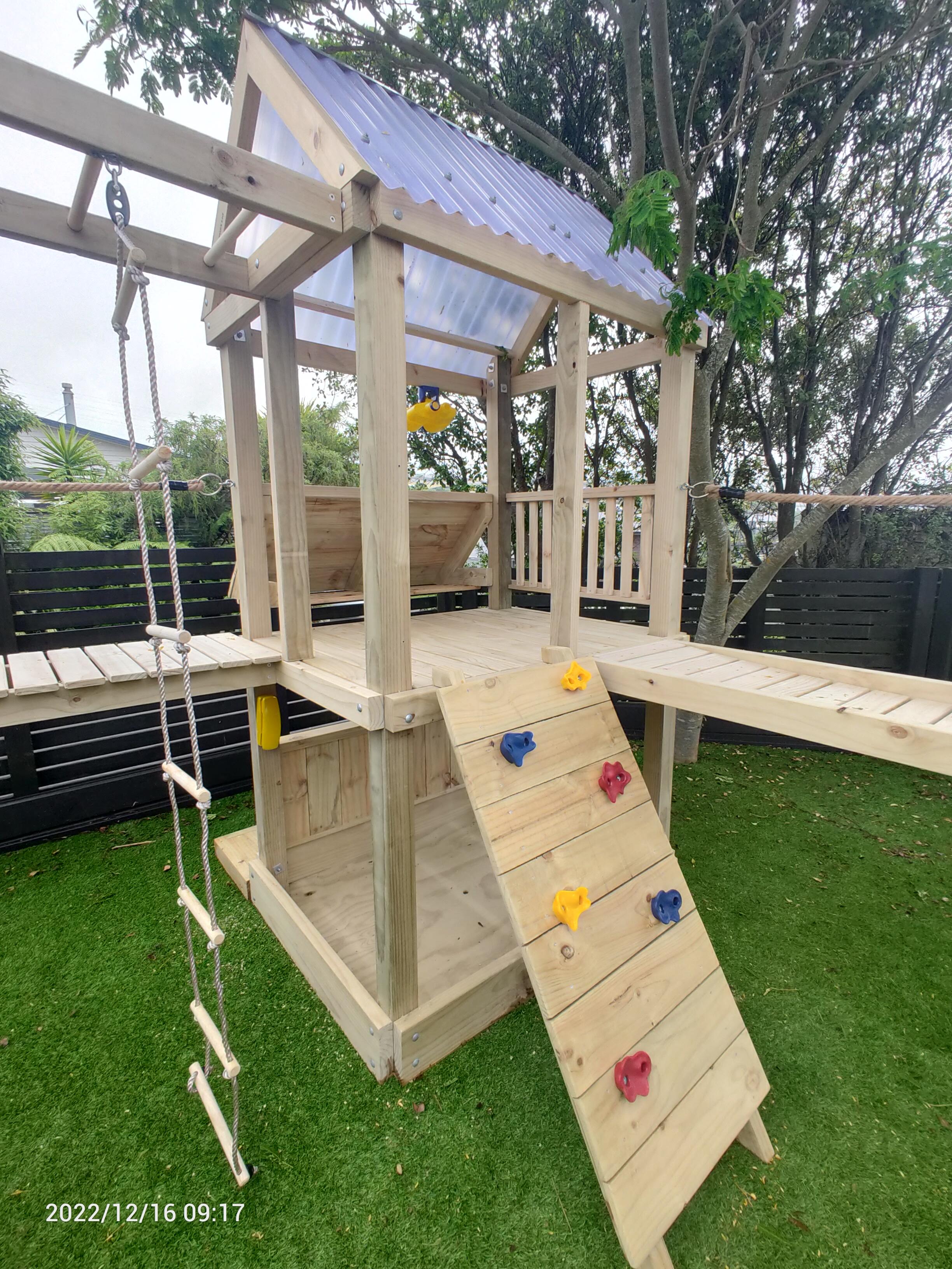 Triple Tower Playground (#11) - 3 x towers, with slides, monkey bars, bridges, swings and more