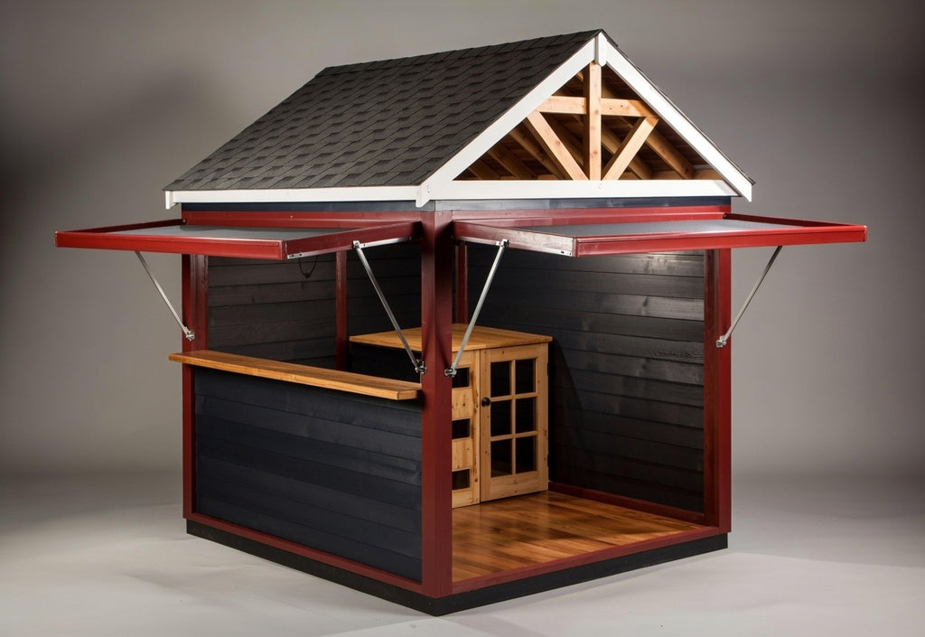 BBQ Bar & Kitchen Complete (#2) 2.4mx2.4m, Flip-canopy, Bar Counter, Fitted out | Outdoor Kitchen Cover NZ