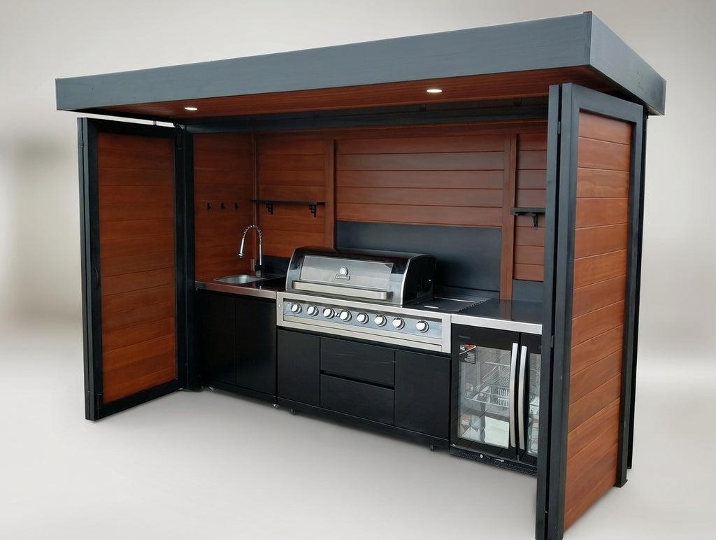 BBQ Enclosure (#2) 3m, Bifold Doors and Canopy Roof | Outdoor Kitchen Cover NZ