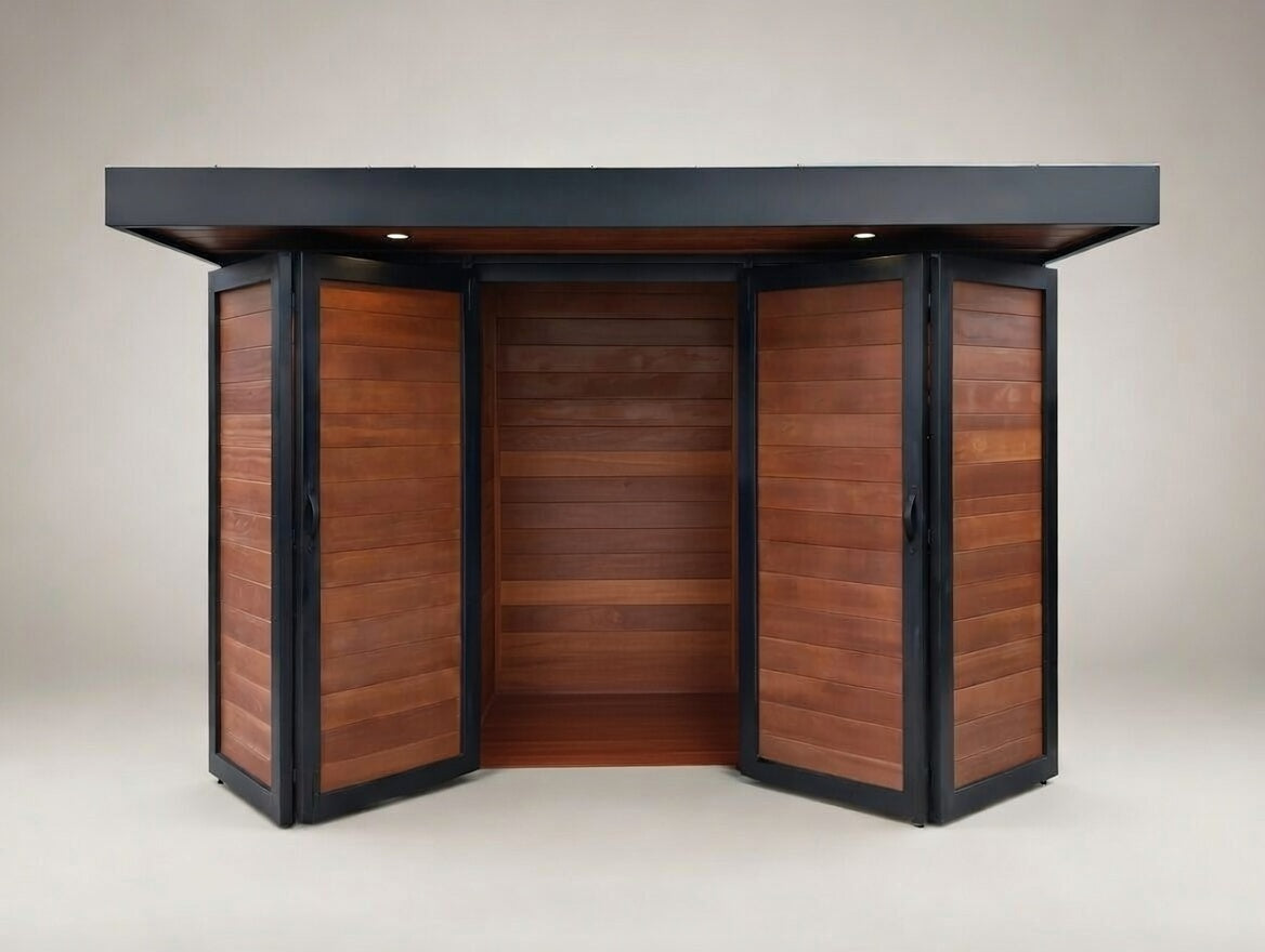 BBQ Enclosure (#2) Bifold Barn Style Doors and Cantilever Roof