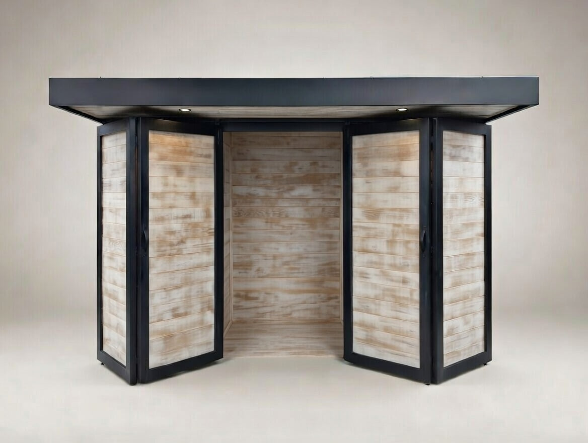 BBQ Enclosure (#2) Bifold Barn Style Doors and Cantilever Roof