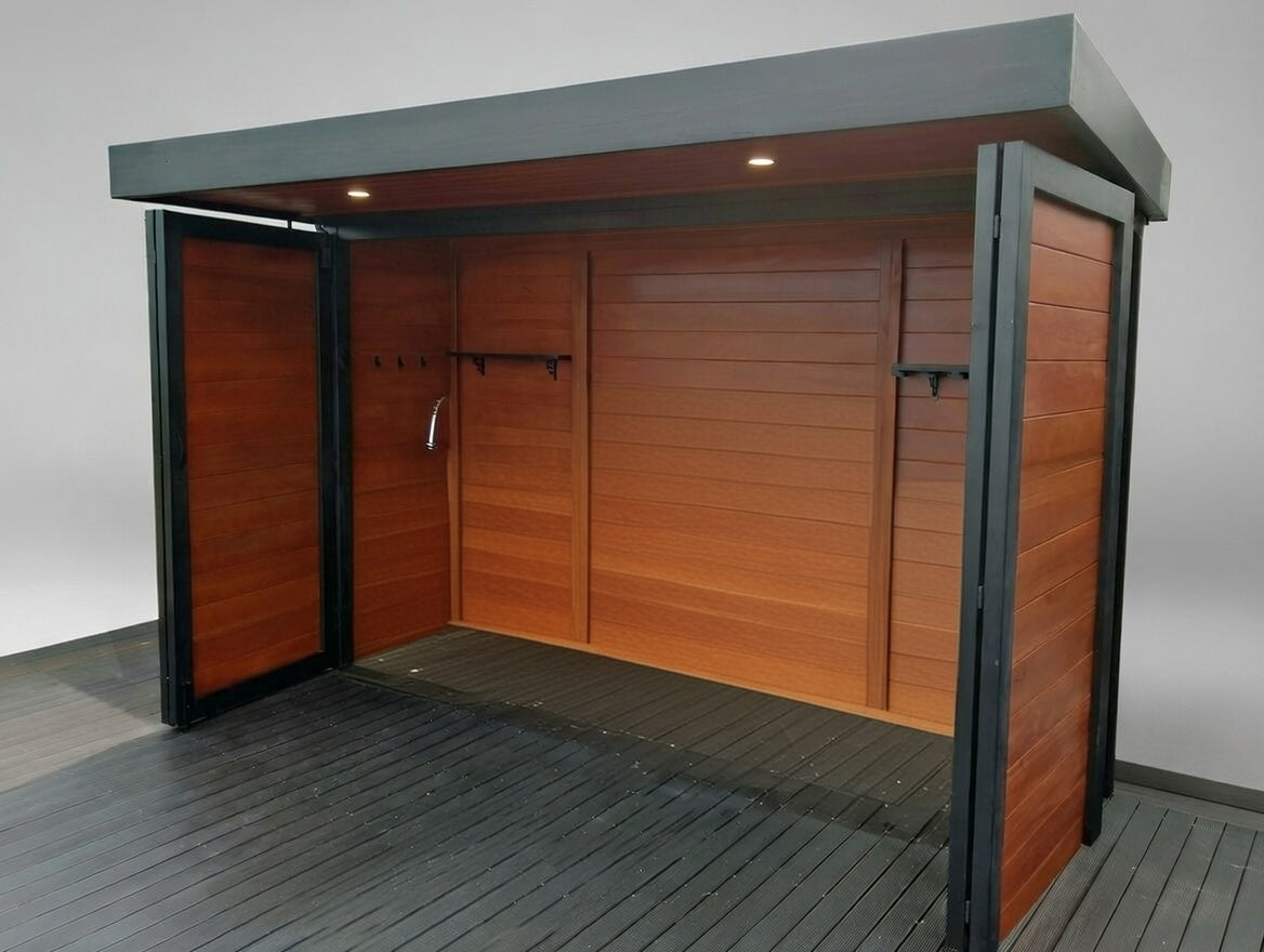 BBQ Enclosure (#2) Bifold Barn Style Doors and Cantilever Roof