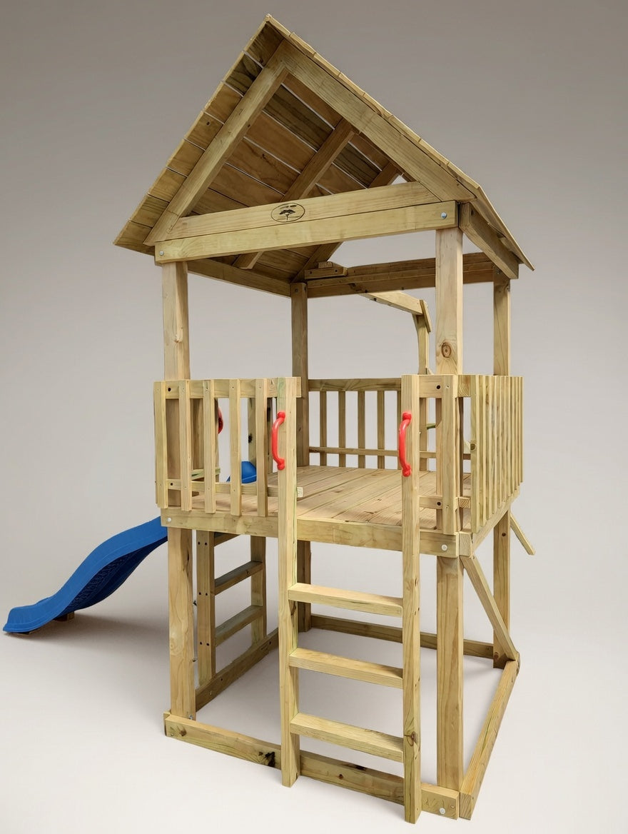 Large 1.5mx1.5m Play Tower (#5) - with slide and HD swings