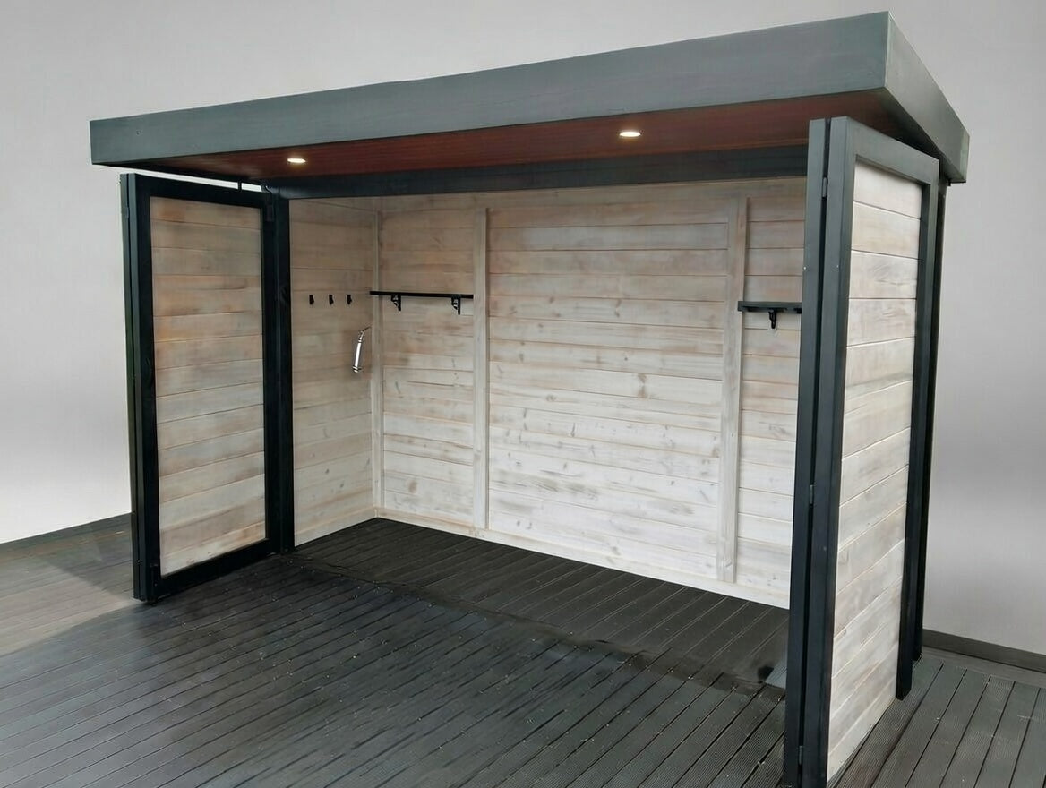 BBQ Enclosure (#2) Bifold Barn Style Doors and Cantilever Roof