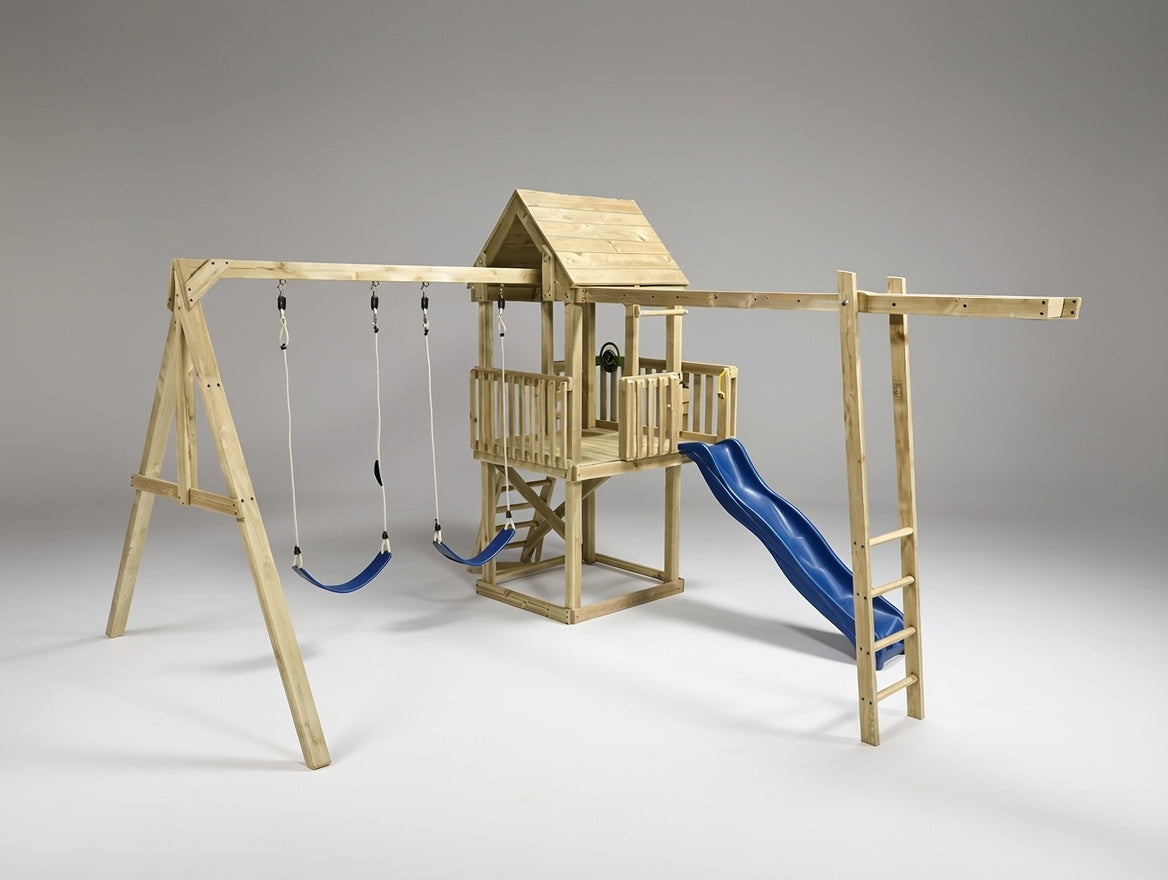 Standard 1.8mx1.2m Balcony Tower (#2) - Monkey Bars, slide & swings