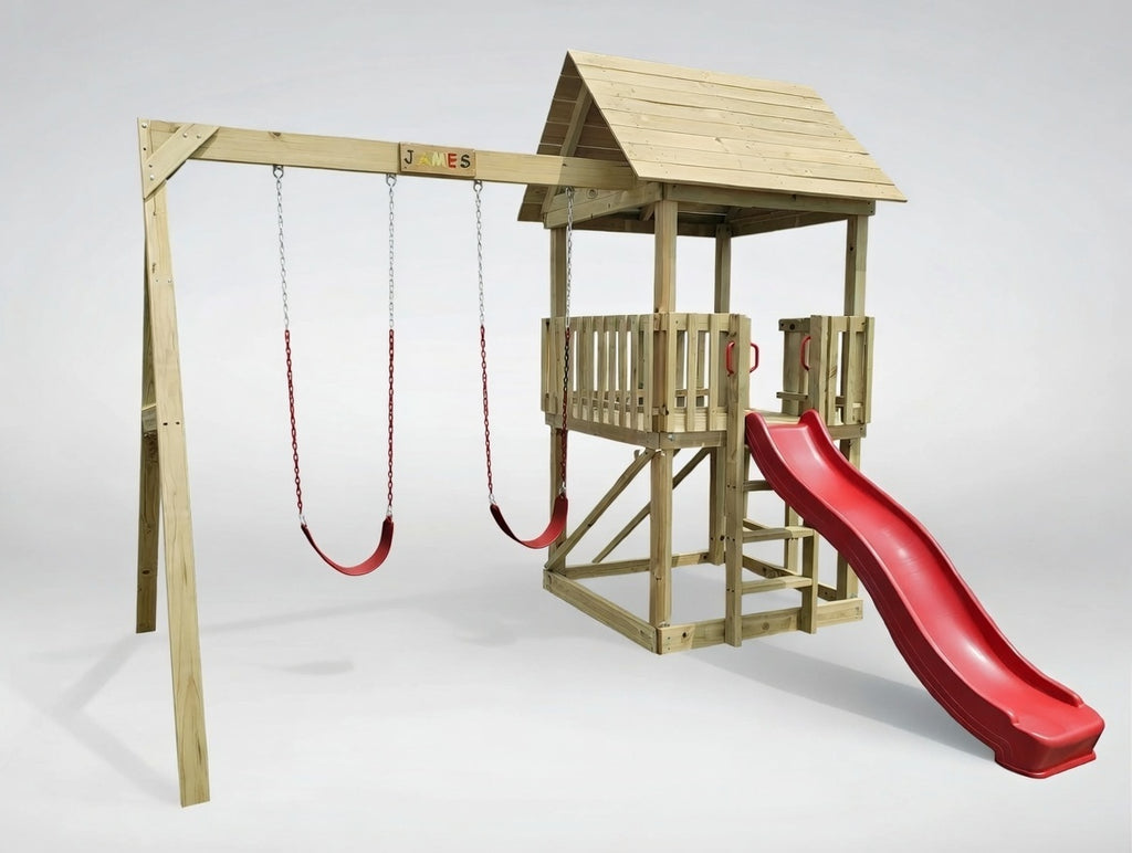 Large 1.5mx1.5m Play Tower (#5) - with slide and HD swings