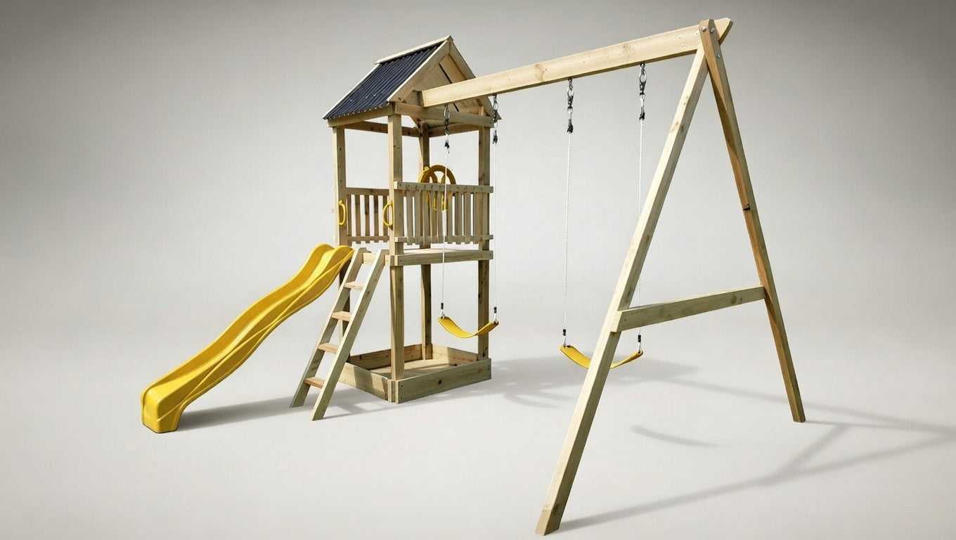 Standard 1.2mx1.2m Play Tower (#5) - with slide and swings