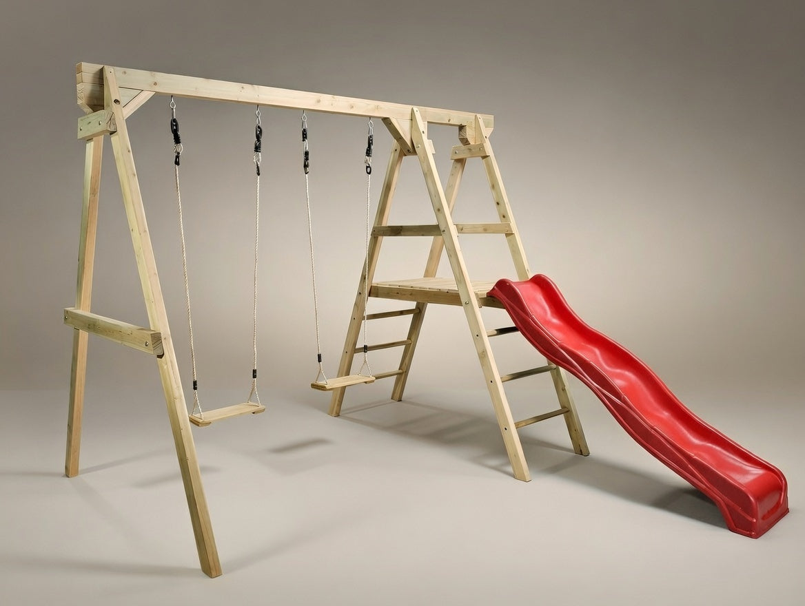 Small Wooden Playground with Slide & Swings - Base Model