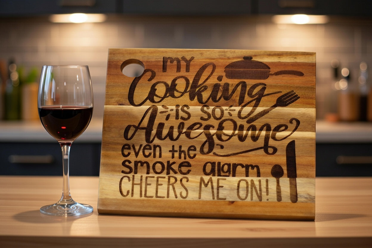 Funny Cooking Quote Engraved Bamboo Serving Board