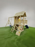 Super Large 2.1mx1.2m Balcony Tower Ultimate (#2)- monkey bars, slide, net and flexi swing and 2x rock walls