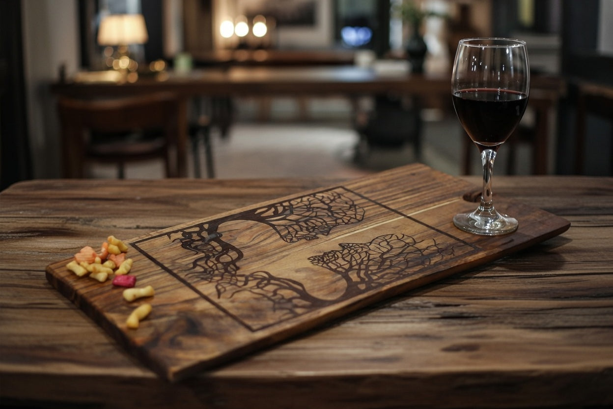 Heart Tree Engraved Wooden Serving Board