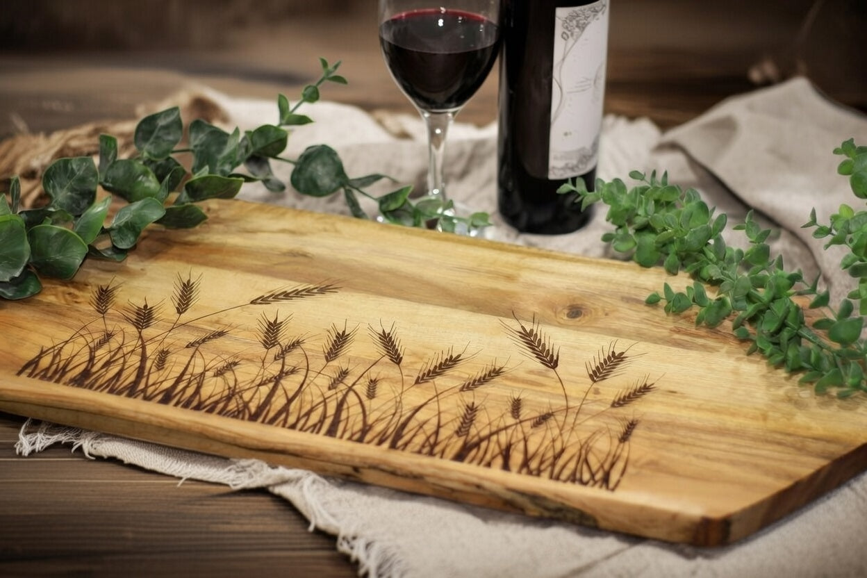 Wheat Field Engraved Wooden Serving Board