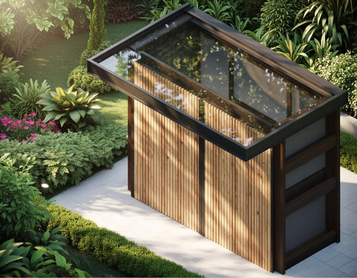 BBQ Enclosure (#3) Bifold Doors, Cantilever Roof & Planter