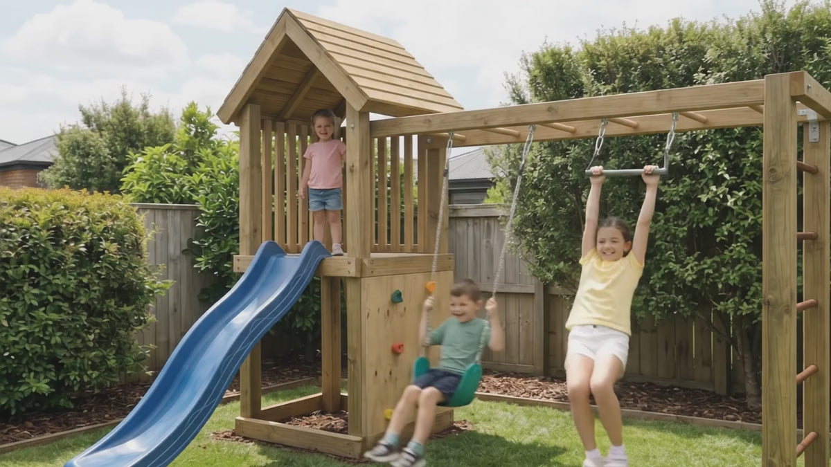 The Mihini Playset (#1) – Monkey Bars, Slide, Swing & Trapeze