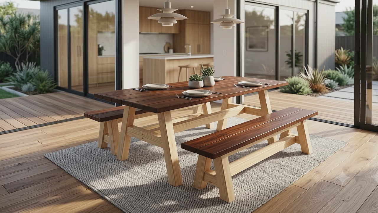 Premium Kwila Table with Benches